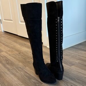 Madden Girl Black Faux Suede Over-the-Knee Boots | Studded Back Detail | Size 9